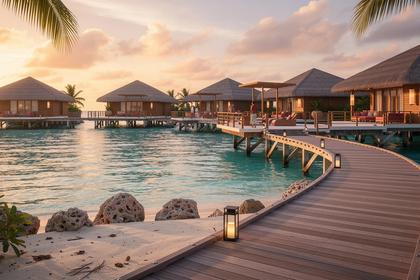 Maldives lagoon at sunset